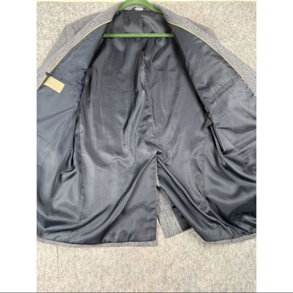 Haggar Blazer Men's 46L Gray Polyester Single Breasted Notch Lapel Formal Jacket - Picture 8 of 12